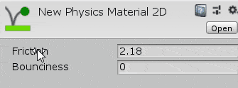 Physics Material2Dのパラメータを変更